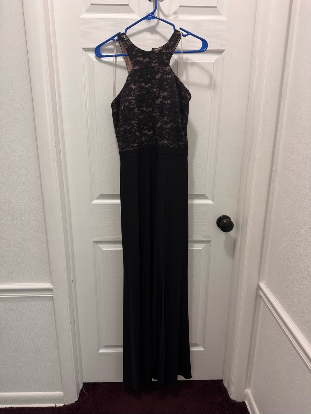 Night Way Collections Black Lace Halter Maxi Dress